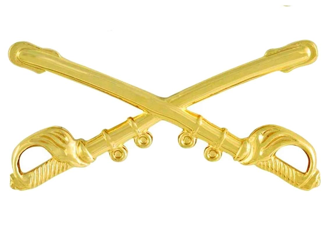 U.S. Army Cavalry Gold Crossed Sabers Stetson Hat Pin, Cav Brass, Branch Insignia, Large 2-1/4"
