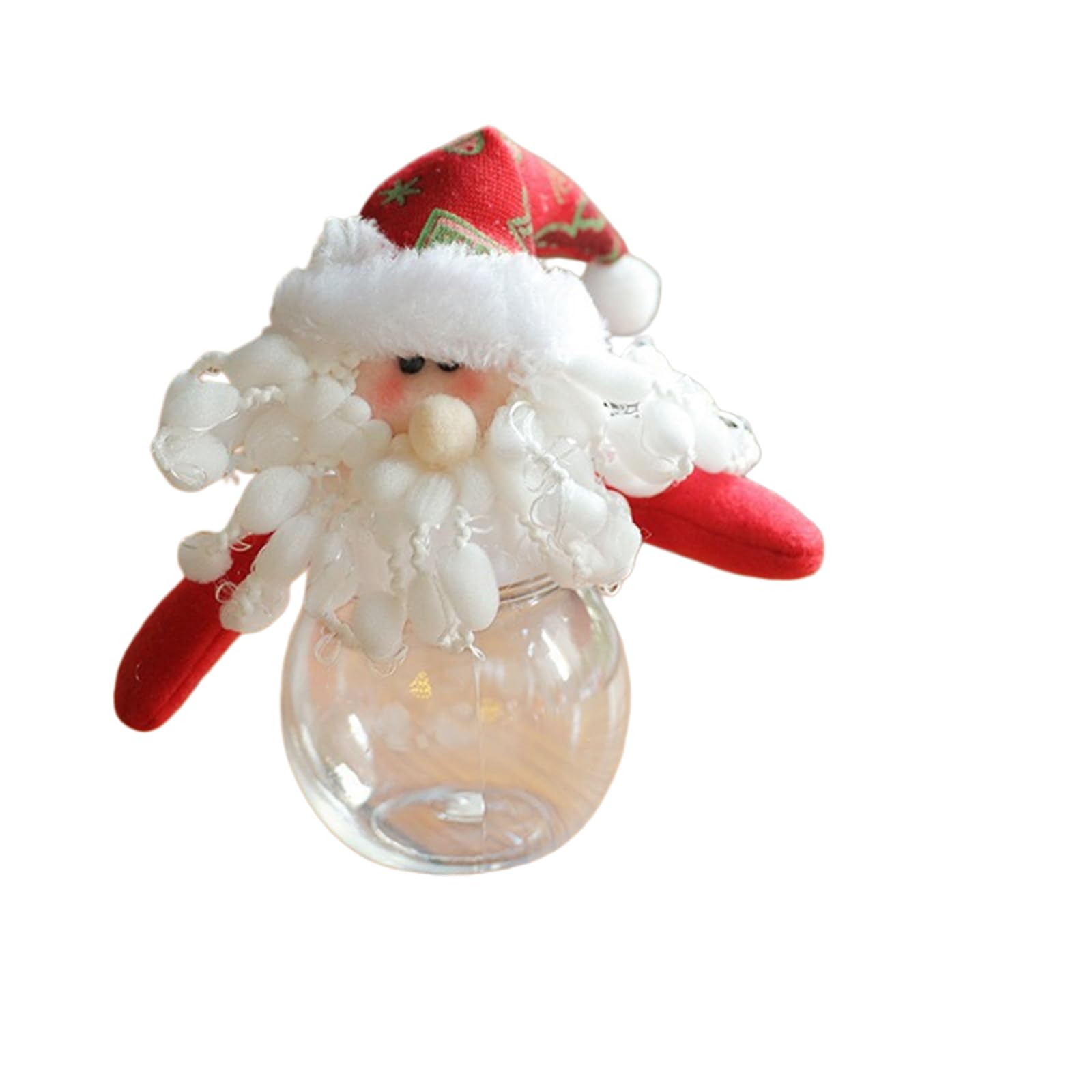 Shunzhong B Candy Container With Clear Jar Ody And Plush Holiday Lid Accent, Christmas Table Decor For Sweets And Fillers Christmas Candy Jar Holiday Treat Holder Clear Decorative Storage Container Tabletop Home