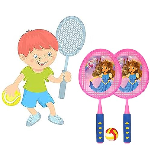 Image of Asian Fab Badminton Kit 2 Rackets 1 Ball Set Multicolor Lightweight Durable Badminton Racket Set for Kids Outdoor Sports Training Family Play Beginner Game Pack of 3 Pieces