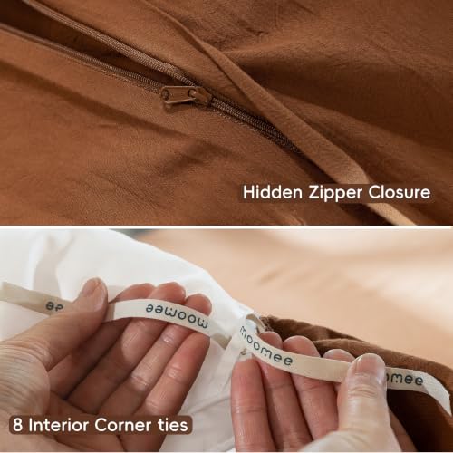 Image of MooMee Duvet Cover Set 100% Washed Cotton Linen Like King