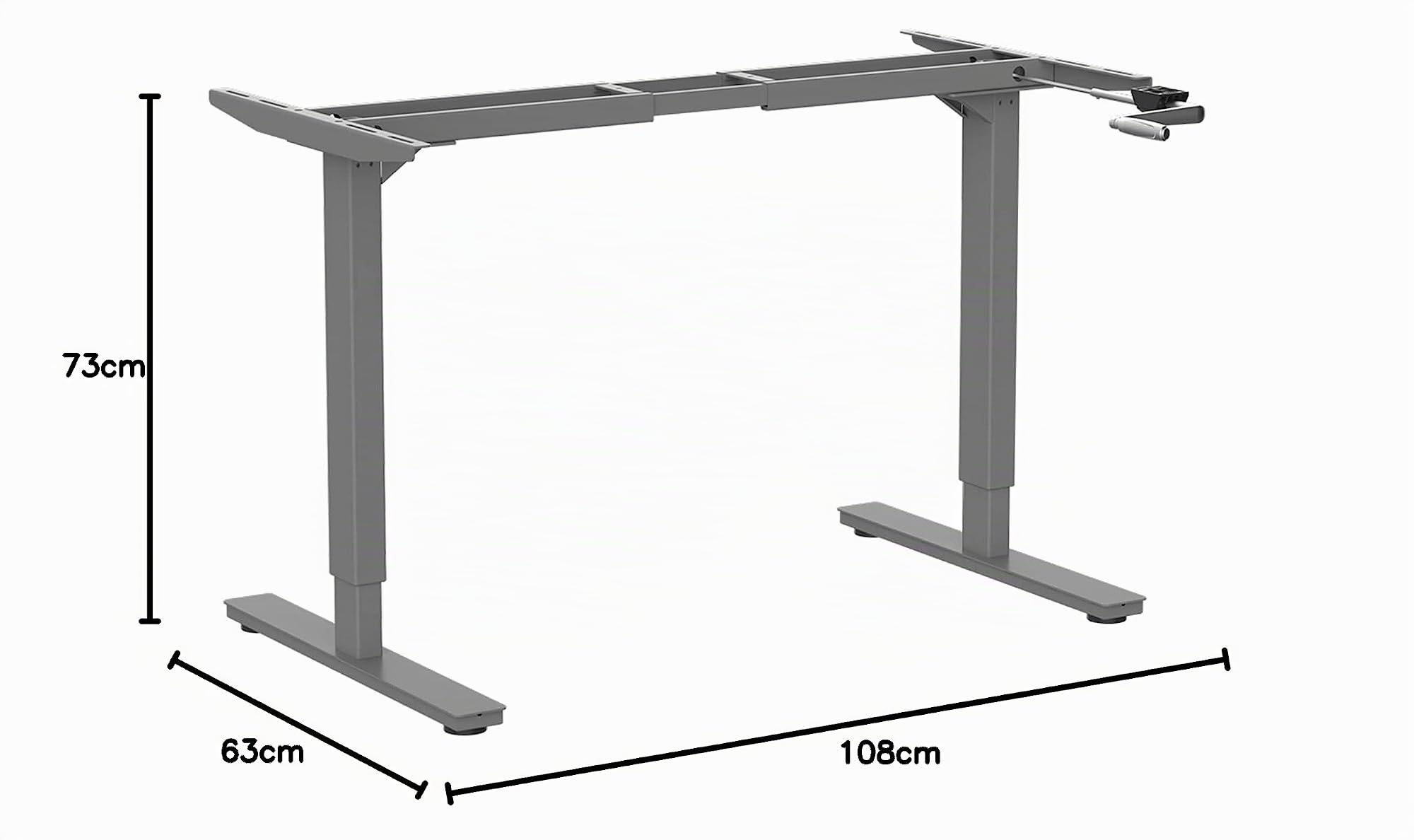 Ergotopia Desktopia Budget Höhenverstellbarer Schreibtisch | Per Kurbel verstellbares Tischgestell | Breite verstellbar für alle gängigen Tischplatten (Grau, Ohne Tischplatte)