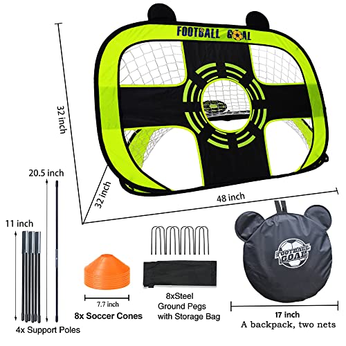 Somiso Soccer Goals For Backyard Set Foldable Portable Pop Up Soccer Goal Net With Aim Target And 8 Agility Training Cones, For Games And Training For Backyard For Kids And Teens #TOP6