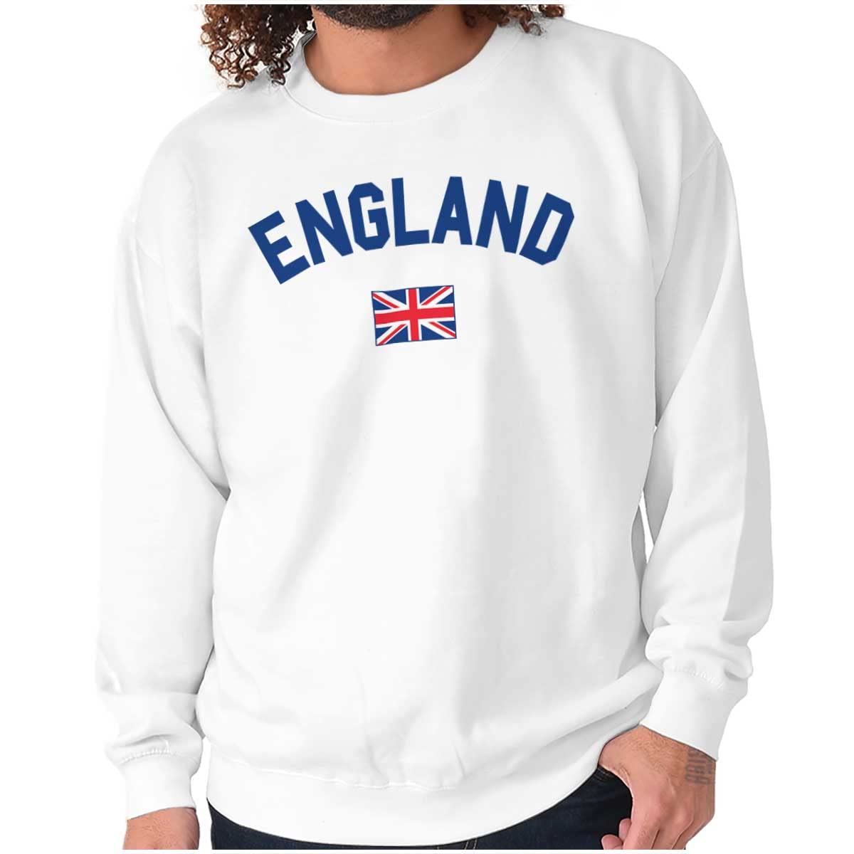 Brisco Brands England Country Flag Soccer Fan Pride Sweatshirt for Men or Women