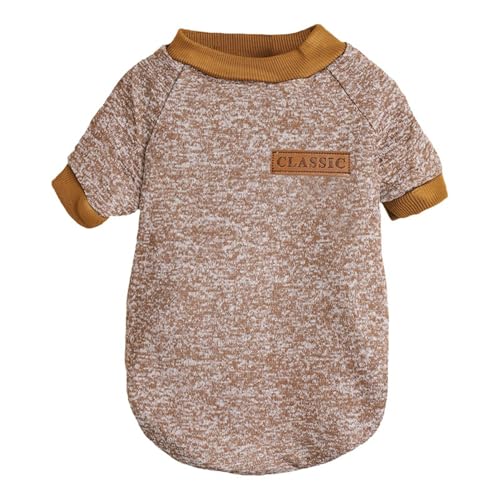 Image of fleece Pet Dog Classic Knitwear Sweater Warm Winter Puppy Pet Coat Soft Sweater Clothing for Small Dogs (XS, Khaki, 1 count)