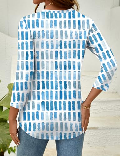 LOMON Women's 3/4 Length Sleeve Tops Crew Neck Dressy Casual Blouses Summer Tees Shirts4