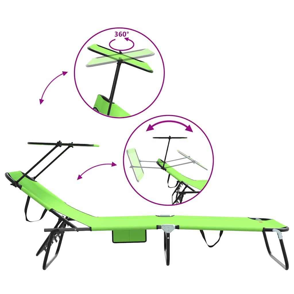 Klappbare Sonnenliege 2er Set, Gartenliege mit Verstellbarer Rückenlehne, Campingliege für Outdoor, Terrasse & Garten, aus Oxford-Gewebe, Grün, 190 x 57 x 81 cm