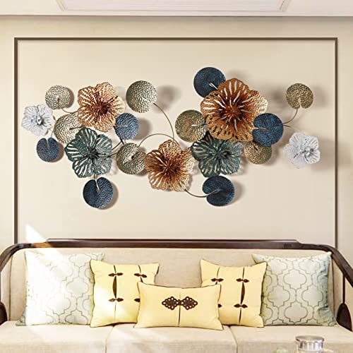 VELOMY Decoracion Pared Metal Flor de época, 3D Grande Esculturas de Pared de Hierro Forjado, Cuadros Decorativos de Metal Modernos, Regalo de Inauguración