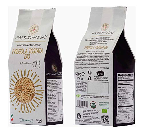 Fregula sarda tostata bio. Sacchetto da 500 gr. Prodotta dal Pastificio Artinpasta di Nuoro