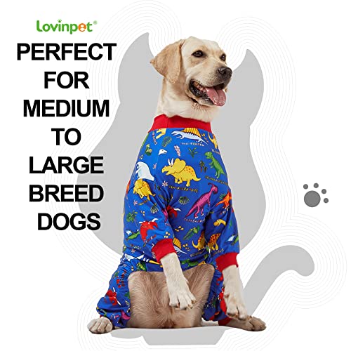 LovinPet Pitbull Large Dog Clothes, Wound Care/Post Surgery Dog Clothes, Lost World Dinosaurs Print, UV Protection - Image 2