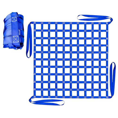 FITHOIST - FITHOIST Cargo Lifting Net 1212LBS, 4.92'x4.92' Safety Lifting Net Straps for Hoist 10cm Square Mesh, Sling Hoisting Net, Heavy Duty Cargo Net for Construction Moving Hoisting Loading Unloading (Blue)