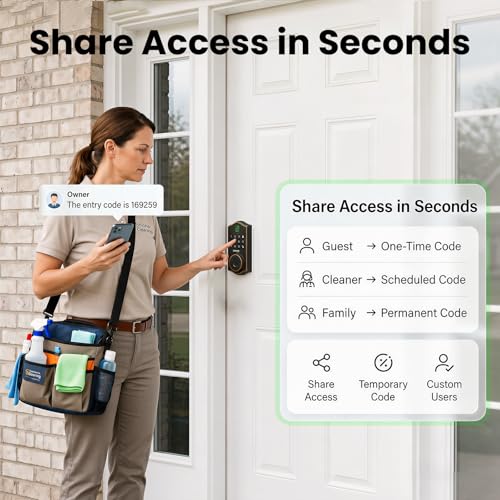 Image of GHome Smart Fingerprint Door Lock for Front Door, 1.0s Unlock AI Self-Learning Keyless Entry Deadbolt with App Control, Keypad, Auto Lock, Digital Code Smart Lock for Home, Airbnb, Apartment, Garage