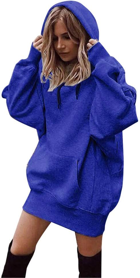 Toamen Womens Hoodies, Clothes Sale Ladies Fashion Solid Color Long Sleeve Casual Loose Pullover Blouse Hooded Top Hoodie Sweatshirts Autumn Winter New
