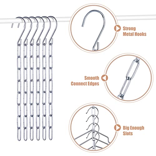 Dticon Hangers Space Saving, Metal Chain Clothes Hanger Organizer With 8 Slots, Magic Foldable Multiple Hangers In One, Collapsible Vertical Space Saver Hangers For Closet Organizer (Pack Of 6) #TOP2