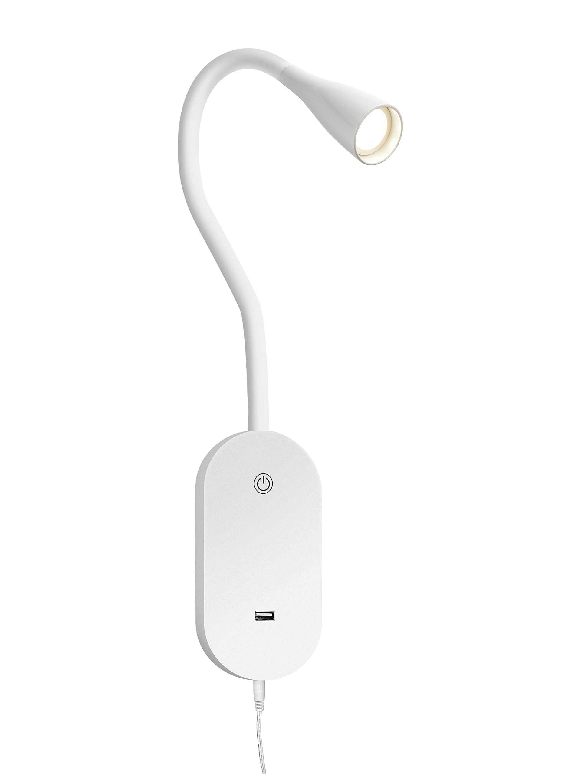 deeloop LED Wall Mount Reading Light for Bed, Reading Lamp with USB Output 5 Brightness Levels Touch Control Book Lights, 4000K Bedside Lamp Flexible Gooseneck, 2 Easy Install Options