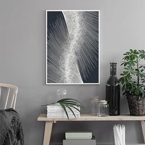 Toile minimaliste sans cadre 60x90cm au motif de ligne fluide pour décoration épurée