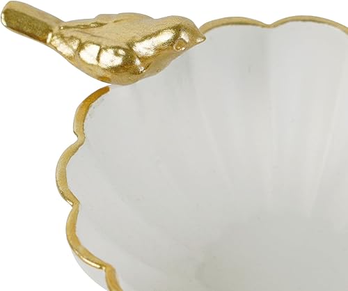 Miniatura 4 de NIKKY HOME Bandeja de metal blanco retro con pájaro, soporte para anillos, regalo de cumpleaños y Navidad