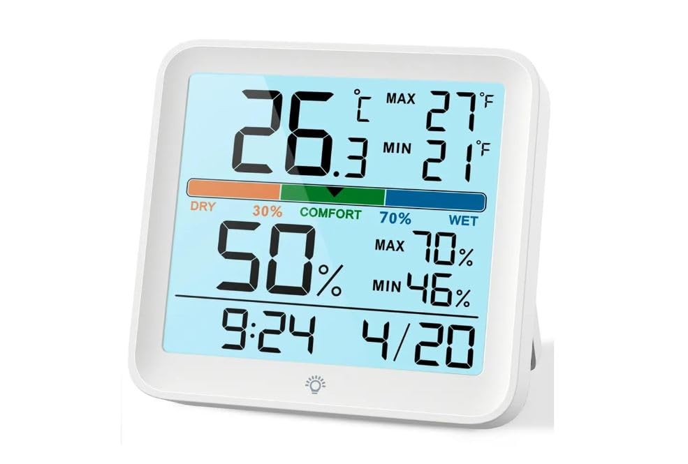 URANUS™ Digital Hygrometer and Thermometer with LCD Display and backlight & weather device with Temperature and Humidity Monitoring and digital clock (B0CYX64FCB) Amazon Price History, Amazon Price Tracker