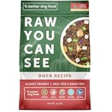 A Better Treat | Allergy Friendly Duck Dry Dog Food | Raw You Can See | No Chicken, Duck Only Animal Protein, No Meal Ingredients, Grain Free | Stomach Soothing Kibble + Freeze Dried Raw Dog Food