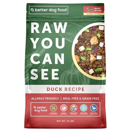 A Better Treat | Allergy Friendly Duck Dry Dog Food | Raw You Can See | No Chicken, Duck Only Animal Protein, No Meal Ingredients, Grain Free | Stomach Soothing Kibble + Freeze Dried Raw Dog Food