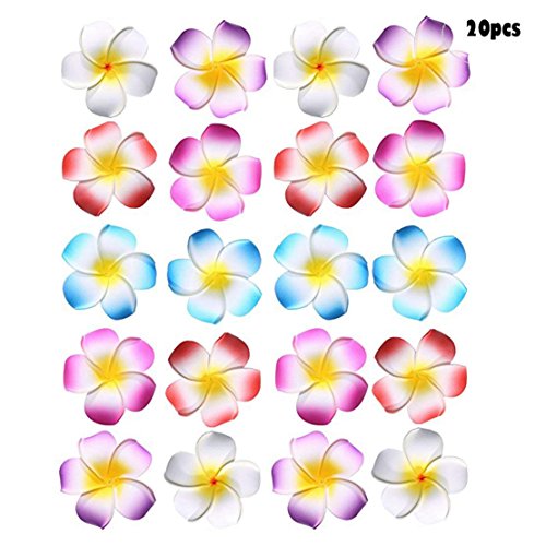 20PCS Sc0nni Hawaiian Foam Flowers Hair Clips Bridal Hair Clips For Wedding Luau Party Beach Wear Poolside Wear Favor Event Decoration(Stylish Classic 5 cm, red，blue，pink，purple，white)