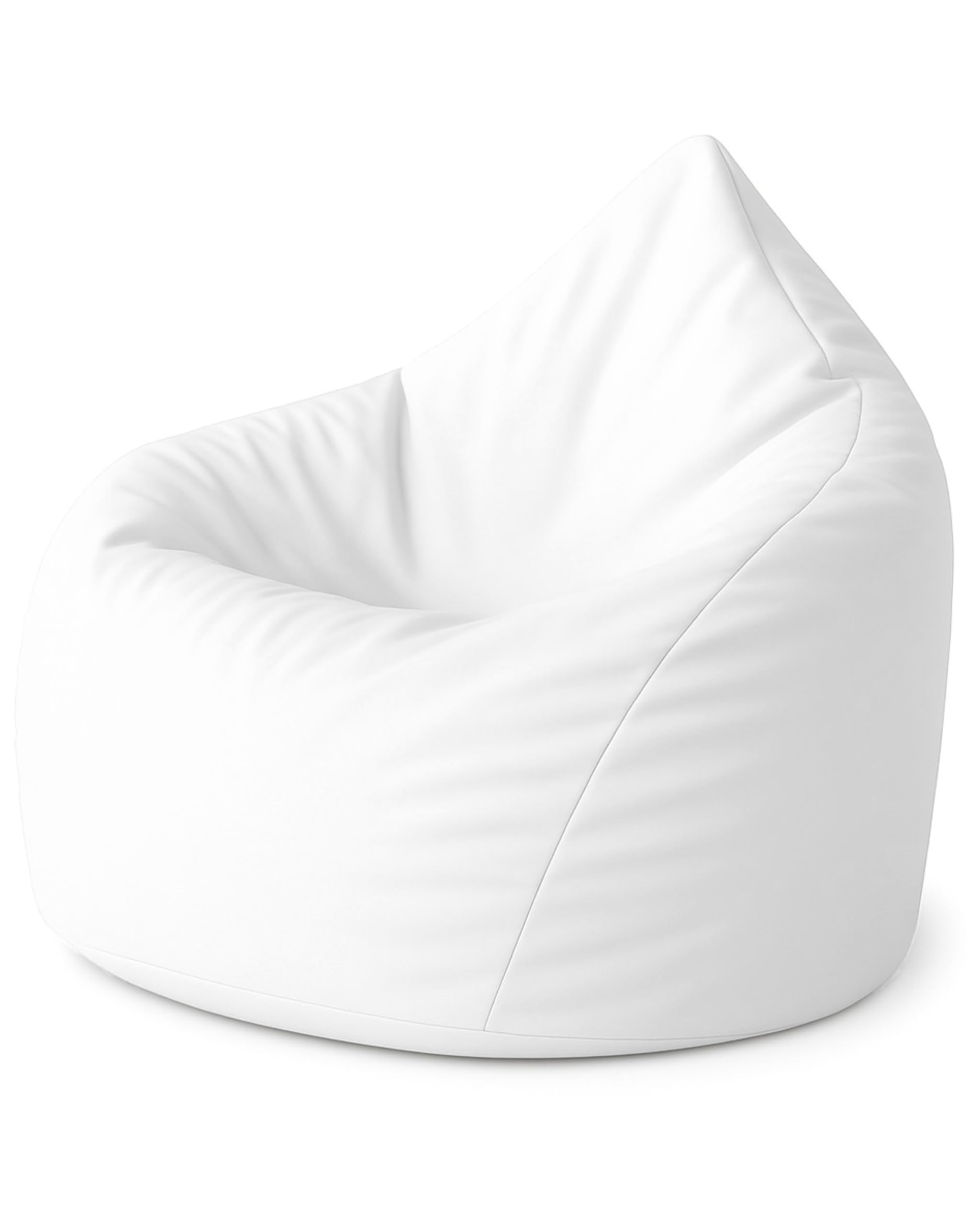 PATCH HOME Bean Bag XL Teardrop Shape - White - Indoor & Outdoor Bean Bag with Polystyrene Filling - Already Filled - Children & Adults - 30 Colours & 3 Sizes - For Children and Adults