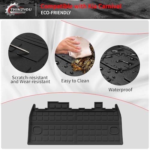 Thinzyou Cargo Mat Compatible with 2022-2025 2026 Kia Carnival & 2025 2026 Carnival Hybrid Trunk Mat Cargo Liner Trunk Liner TPE All Weather Back Seat Cover Protector 2024 Carnival Accessories by Thinzyou - Image 4
