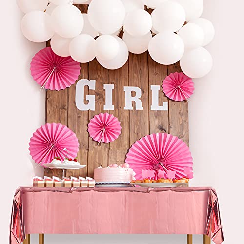ELECLAND Rose Gold Table Cover, Metallic Rose Gold Plastic Tablecloth 137 x 274 cm Rectangle Pink Foil Table Covers for Wedding, Baby Shower, Birthday Party Decoration - Image 3