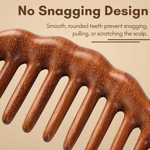 Image of Beaute Secrets Wide Tooth Wooden Comb for Hair Detangling | Wooden scalp massager for hair growth | Wood Head scalp massage comb tool | Anti-Frizz, Scalp Massage & Oiling | Gua Sha Hair Massager Natural Wood Comb for Men & Women | Curly, Long, Thick Hair Comb | Eco-Friendly Hair Care Tool, Brown