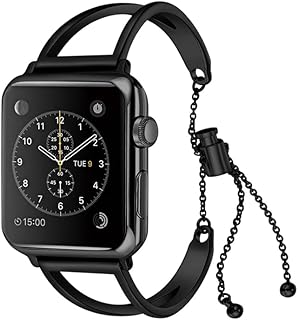 IZONE Apple Watch Chrome Plated Stainless Steel Strap (38mm/40mm/41mm, Black)