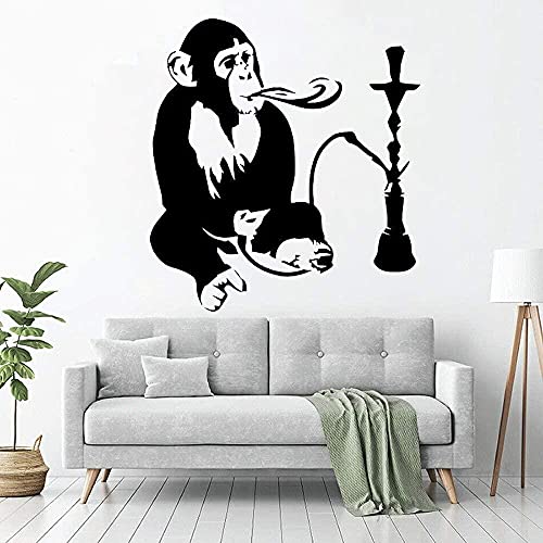 Wandaufkleber PVC Abnehmbare Wandtattoo Shisha Entspannung Arabischer Affe Familie Wohnzimmer Dekoration Interieur Art…