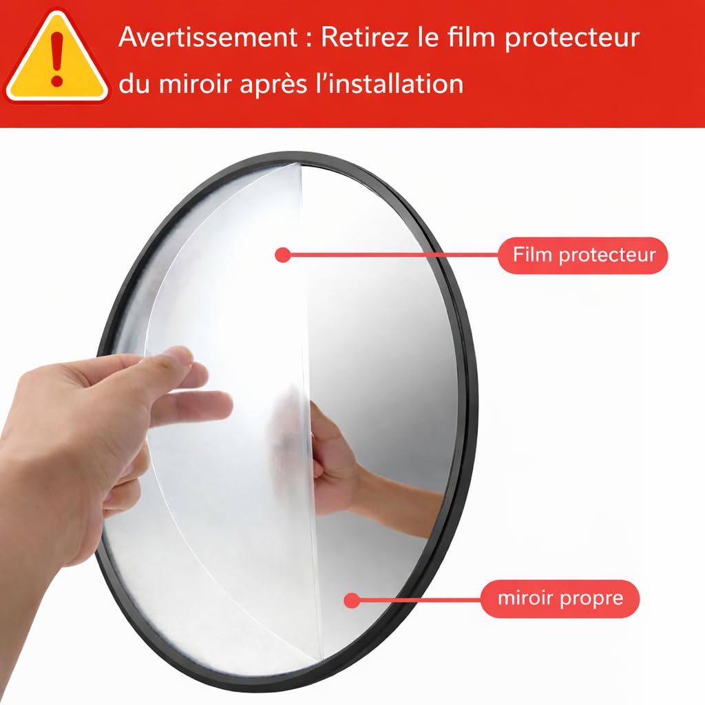 Miroir Convexe 80cm ZincOrange – Miroir de Sécurité pour Angle Mort, Parking, Garage et Entrepôt – Utilisation Intérieure & Extérieure (noir, 80cm)