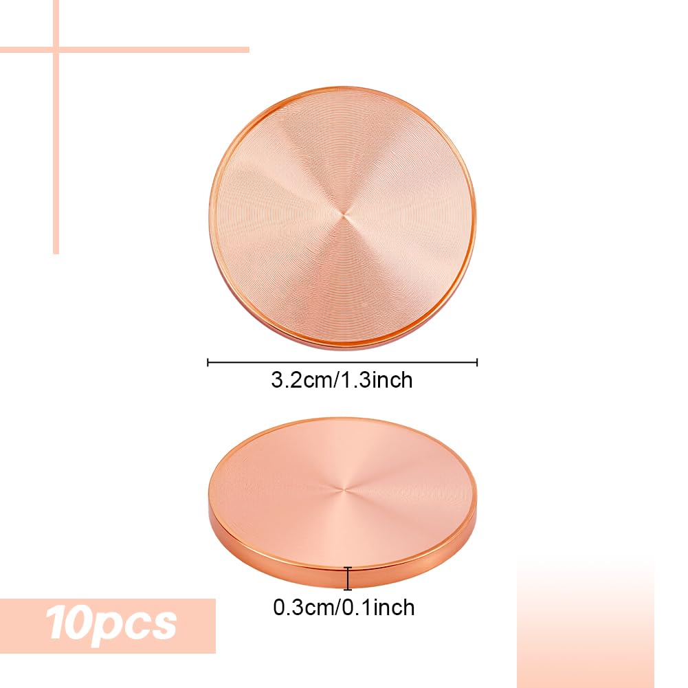 PH PandaHall 10pz Dischetti di Rame Tondi 3.2x0.3cm Piastre Rotonde in Metallo Oro Rosa per Incisione Gioielli Fai da Te Riparazioni Elettriche
