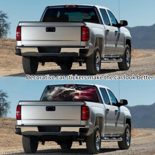 Image of Rear Window Decals for Trucks - 65x17.3 in American Flag Vinyl Perforated Back Window Graphics Fit Most Pickup Trucks SUV for Personalized