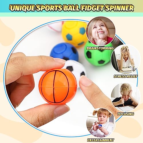 Image of 34PCS Mini Fidget Spinners Party Fidget Toys Soccer Basketball Baseball Sport Balls for Goodie Bag Stuffer, Finger Stress Balls Toy for Christmas Party Classroom Prize