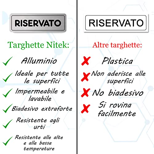 Nitek Targa riservato in Alluminio Satinato 150mm