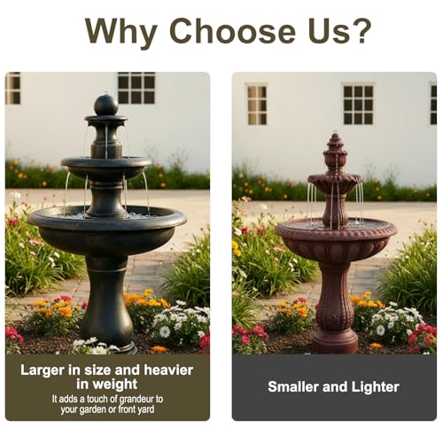 Image of Naturefalls 45.2 inch Water Fountain Outdoor - Large Waterfall Fountain Outside, 3-Tiers Cascading, Fiber Reinforced Concrete, Indoor and Outdoor Fountain for Garden, Patio, Backyard, Lawn, Yard Decor
