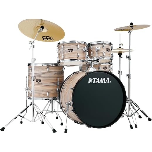 Tama Imperialstar IE52C 5-piece Complete Drum Set with Snare Drum and Meinl Cymbals - Natural Zebrawood Wrap