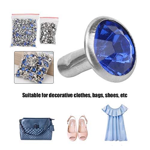 Zerodis 100 Pcs Rhinest Rivet, 8Mm Crystal Rivet Studs Rhinest Rivets Silver Edge Crystal Diy Fashion Rhinest Nailhead Studs For Diy Leather Craft(Deep Blue) #TOP1