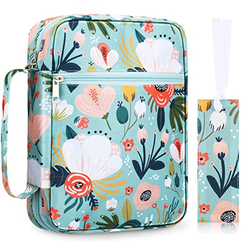 Laumoi Bible Cover Case for Women 10\'\' Floral Bible Cover Case Women Portable Protective Bag for Bible Study Supplies(More Flower)