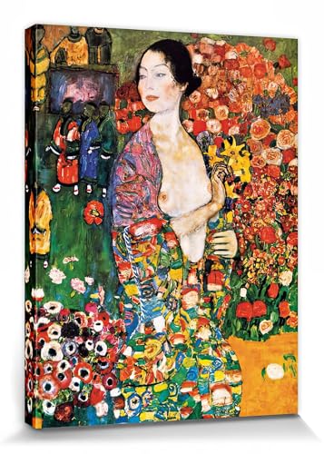 1art1 Gustav Klimt Poster Impression sur Toile La Danseuse, 1916 Affiche Murale XXL Encadrée | Tendue sur Cadre en Bois | Tableau 80x60 cm