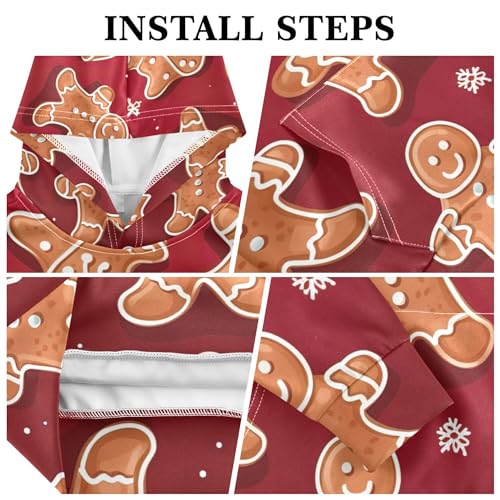 Kids Hoodies Sweaters Christmas Gingerbread Hooded Sweatshirts with Big Pockets for Boys Girls B04000073