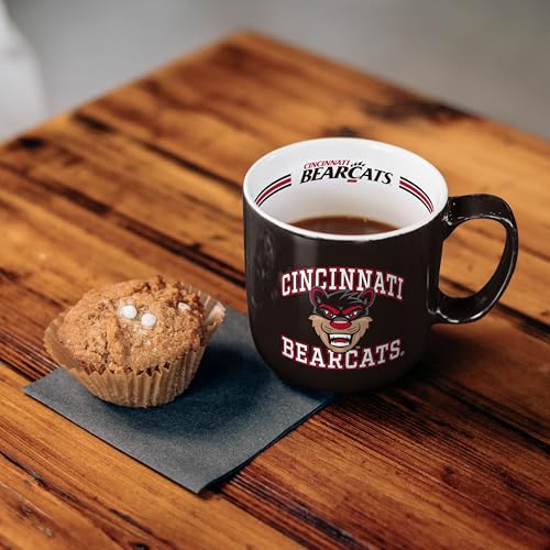 Image of Logo Brands NCAA Cincinnati Bearcats 15oz Stripe Mug - Team Logo, Inside Print, Standard Handle, Microwave & Dishwasher Safe