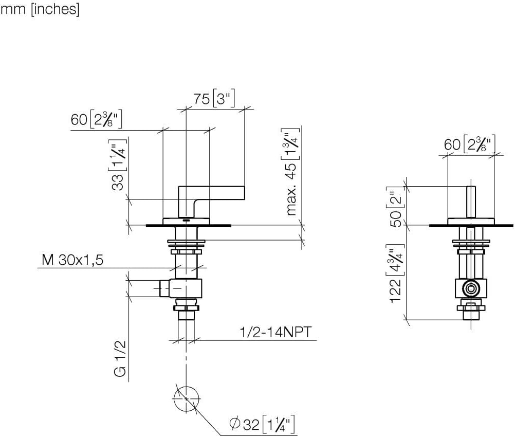 ADA Deck valve, counter-clockwise closing