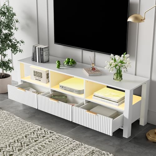 Meuble TV moderne blanc de 152,5 cm long buffet bas de salon - 5