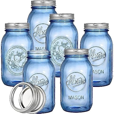Tebery 6 Pack Vintage Blue Mason Jars Cover