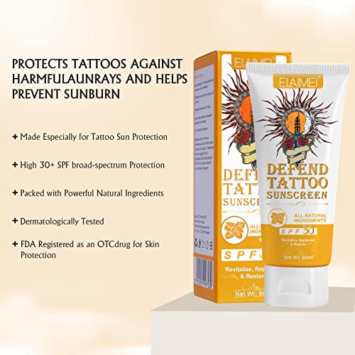 CCKULOOB Premium Tattoo Care Sunscreen, Defend SPF 30+ Sun Protection UVA/UVB Rays Protection - Image 4