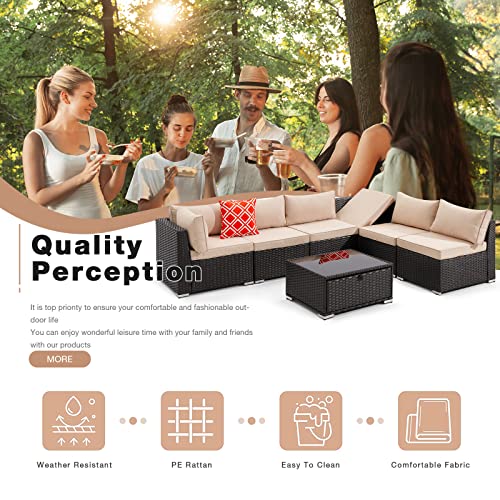 Homrest 7 Piece Outdoor Patio Furniture, Hand Woven Pe Rattan Patio Conversation Sets, Outdoor Sectional Set With Storage Table, Cushions And Pillows, Lift Sofa For Garden, Balcony, Lawn #TOP5