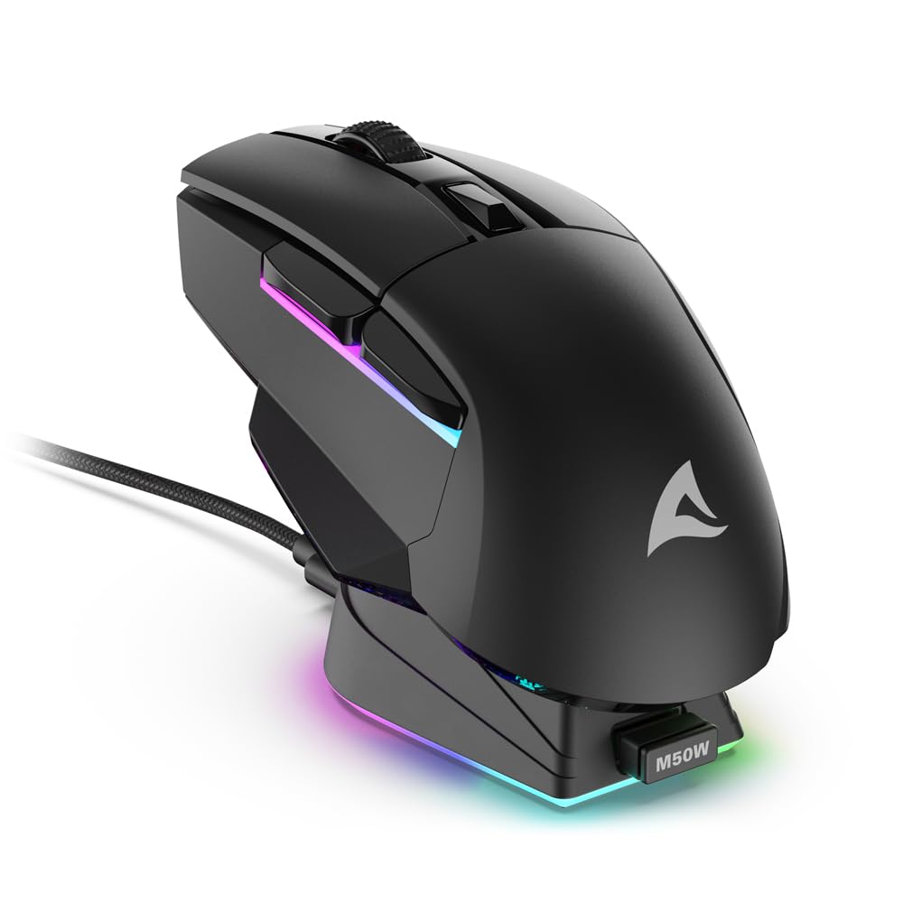 Sharkoon Skiller SGM50W Black Wireless Optical Gaming Maus RGB PBT Button