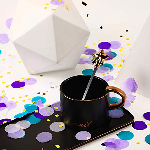Image of TecUnite Purple Teal Confetti Round Tissue Paper Table Confetti Dots for Wedding Birthday Party Decoration Arts Craft DIY Scrapbooking, 1.76 oz (2.5 cm)