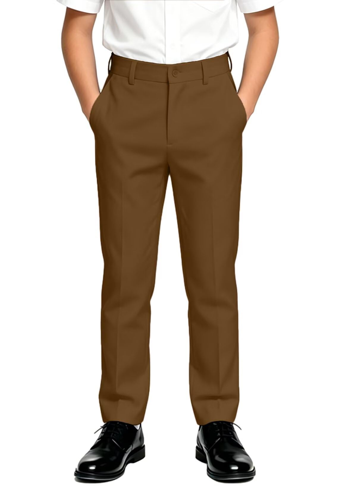DHTS Boys Dress Pants Slim Fit Uniform Pants for Toddler Teens Trousers
